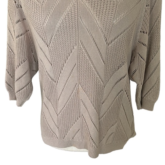 Trina Turk Beige Pointelle Knit Chevron Sweater - S - Picture 4 of 13
